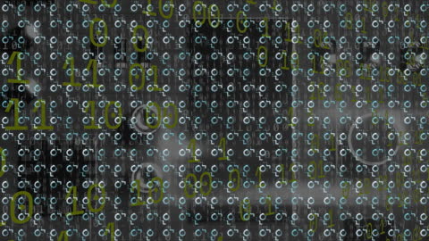 Futuristic Digital Data Stream with Graphic Interface