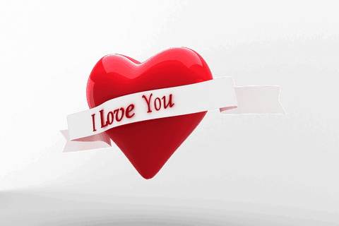red heart with ribbon text 'i love you' transparent background - Download Free Stock Videos Pikwizard.com