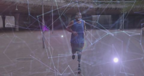 Athlete with Prosthetic Leg Embodying Future Technology