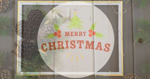 Festive Christmas Greeting with Pine and Holly Overlays