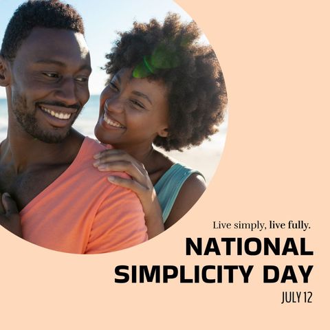 Joyful Couple Celebrating National Simplicity Day on Beach