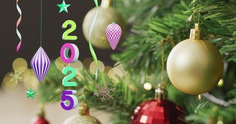 Festive New Year 2025 Celebration with Holiday Decorations - Download Free Stock Images Pikwizard.com