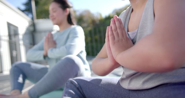 Mother and Daughter Enjoying Outdoor Yoga Practice - Download Free Stock Images Pikwizard.com