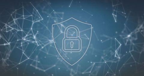 Cybersecurity Symbol with Network Connections and Digital Innovation