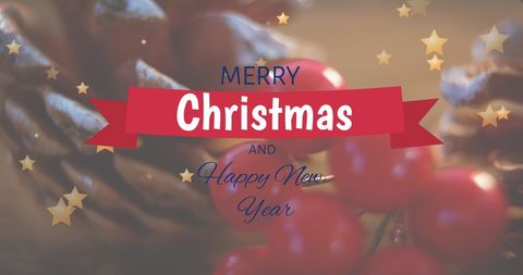 Festive Christmas Greeting with Pine Cones and Stars