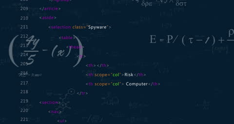 Mathematical Data Processing Animation on Dark Background