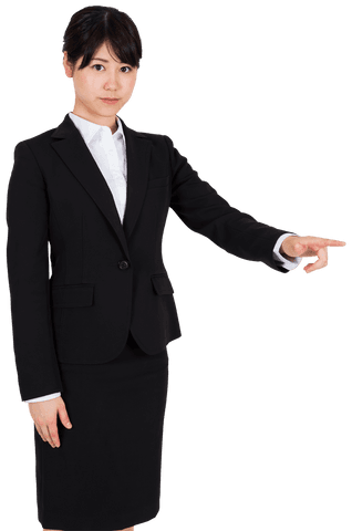 Transparent Confident Asian Businesswoman Pointing Forward