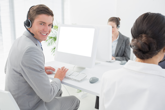 Caucasian Business People Using Headsets Transparent Background Image - Download Free Stock Videos Pikwizard.com