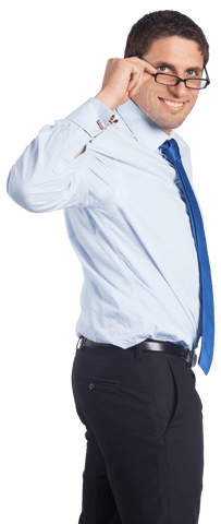 confident caucasian businessman adjusting glasses on transparent background - Download Free Stock Videos Pikwizard.com