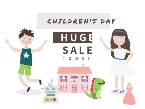 Children's Day Sale with Playful Toys and Happy Kids Illustration - Download Free Stock Templates Pikwizard.com