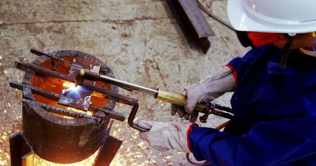 Industrial Welder Cutting Metal with Torch Close-up - Download Free Stock Images Pikwizard.com