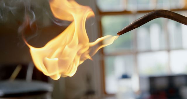 Close-Up of Welding Torch with High Flames in Workshop - Download Free Stock Images Pikwizard.com