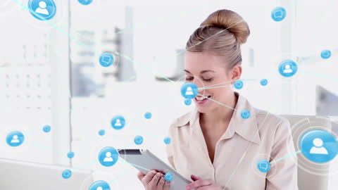 Businesswoman Connecting with Digital Network using Tablet