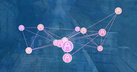 Global Network Connectivity with Digital Interface Icons