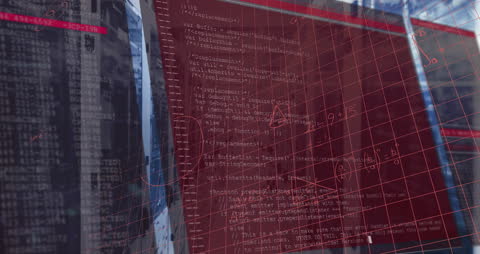 Animated Mathematical Equations Overlay Server Room
