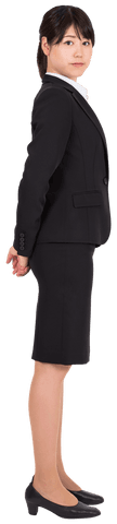 Asian Businesswoman Standing with Hands Behind Back Transparent