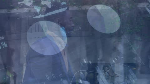 Overlay of Data Visualizations on Business People in Motion