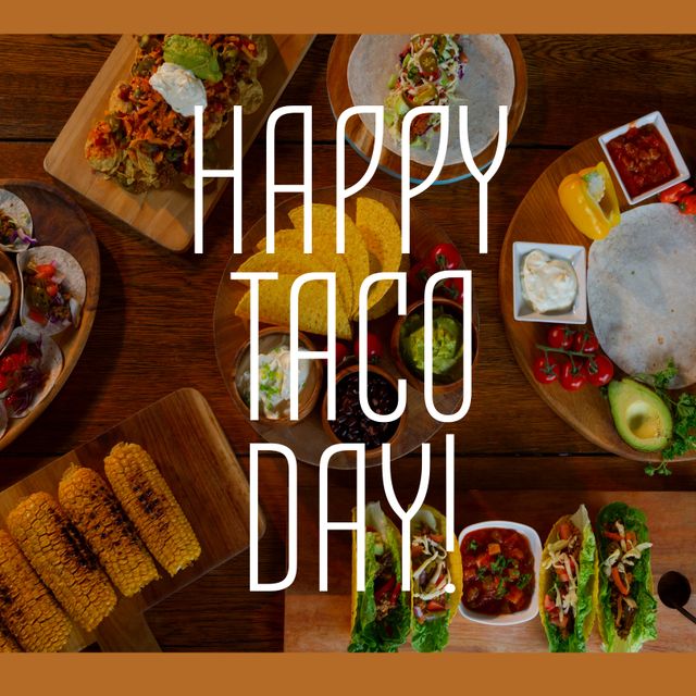 Happy Taco Day Celebration with a Spread of Delicious Tacos and Sides ...