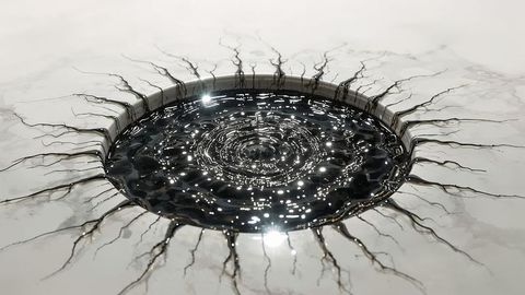 Abstract Concentric Ripples on Liquid Explored in Sci-Fi Study