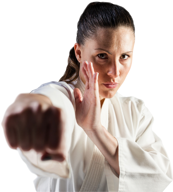 Portrait of Determined Karate Woman in Transparent Background - Download Free Stock Videos Pikwizard.com