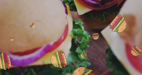 Creative Burger Icons Overlay on Burgers for World Food Day
