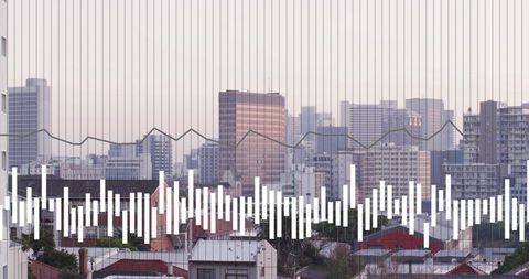 Urban Cityscape with Data Analytics Overlay