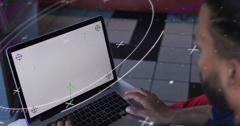 Businessman Analyzing Data Visualization on Laptop