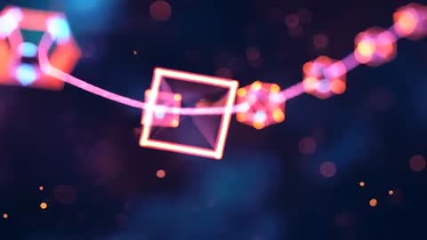 Pulsing Animated Light Glowing Along Digital Geometric Shapes