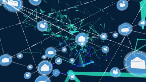 Digital Network Connection with Email Icons