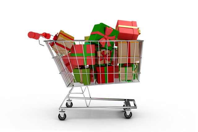 Shopping Trolley Filled with Christmas Gifts on Transparent Background - Download Free Stock Videos Pikwizard.com