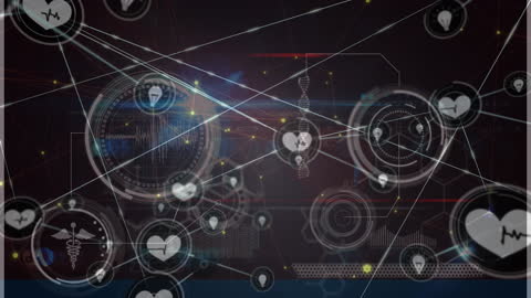 Futuristic Digital Network with Healthcare Data and Icons