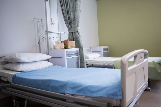 Empty beds in ward at hospital