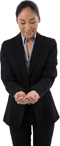 Businesswoman Gesturing With Transparent Object in Hands - Download Free Stock Videos Pikwizard.com