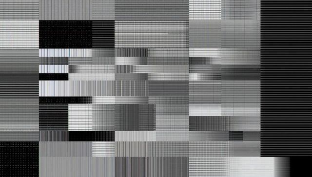 Complex grayscale digital glitch art design