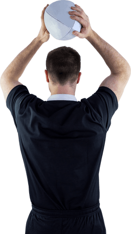 Transparent Rugby Player Throwing Ball - Back View Focus