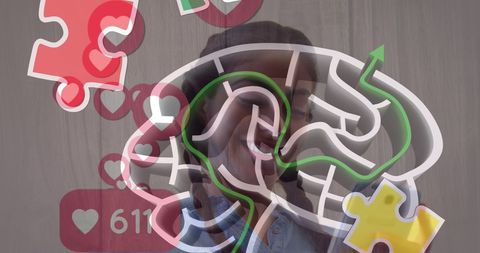 colorful puzzle pieces brain symbolizes understanding mind - Download Free Stock Images Pikwizard.com
