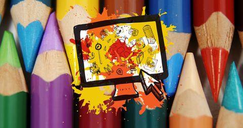 Creative Digital Art Workflow with Colorful Elements - Download Free Stock Images Pikwizard.com