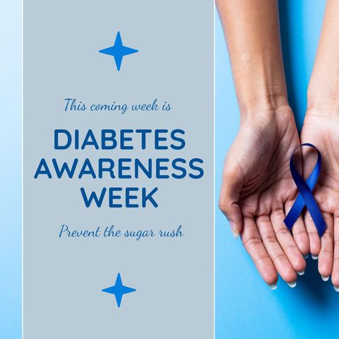 Diabetes Awareness Week Promotion with Blue Ribbon - Download Free Stock Templates Pikwizard.com