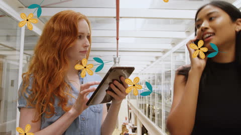 Charming Coworkers Collaborating in Modern Workplace