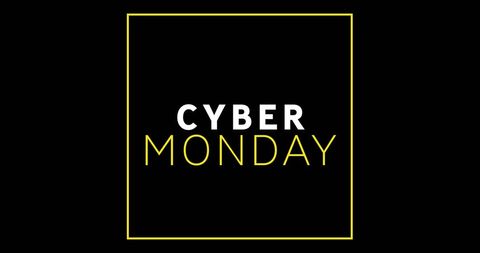 Cyber Monday Minimalist Yellow White Text on Black Poster - Download Free Stock Images Pikwizard.com