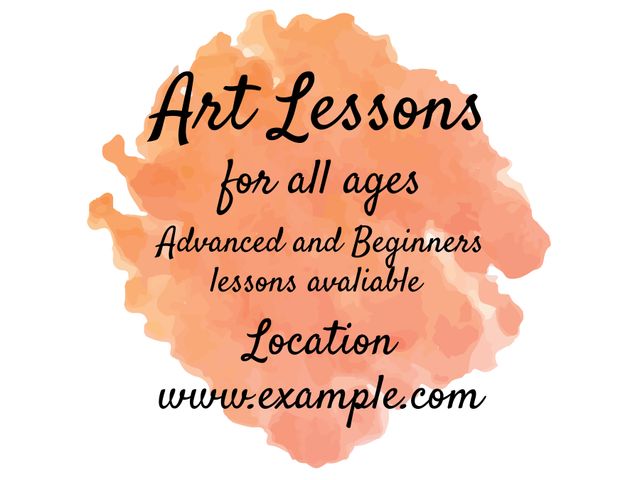 Art Lessons Promotion with Watercolor Background - Download Free Stock Templates Pikwizard.com