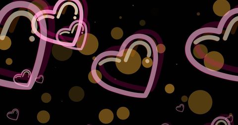 Pink Hearts on Black Background with Gold Accents - Download Free Stock Images Pikwizard.com