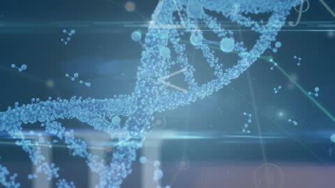 Futuristic Animation of DNA Strand with Digital Data Overlay