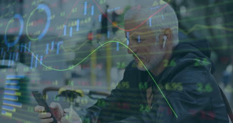 Senior Man Analyzing Stock Market Data on Mobile