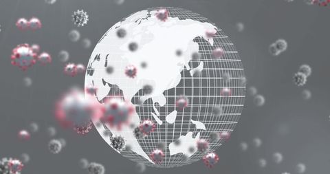 Digital Representation of Globe with Floating Virus Particles - Download Free Stock Images Pikwizard.com