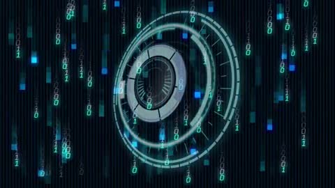 Futuristic Holographic Interface with Rotating Data Rings