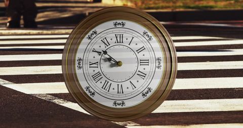 Conceptual Clock Overlapping Zebra Crossing for Time Management - Download Free Stock Images Pikwizard.com