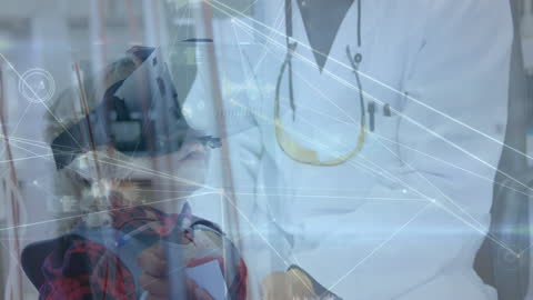 Child Experiencing Virtual Reality Technology with Scientist