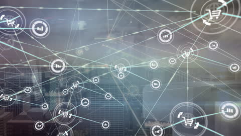 Digital Network Overlay on Urban Cityscape Vision