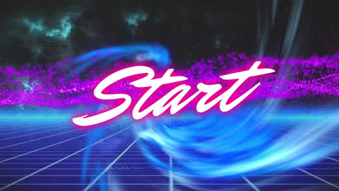 Retro Futuristic Start Graphic with Moving Lines